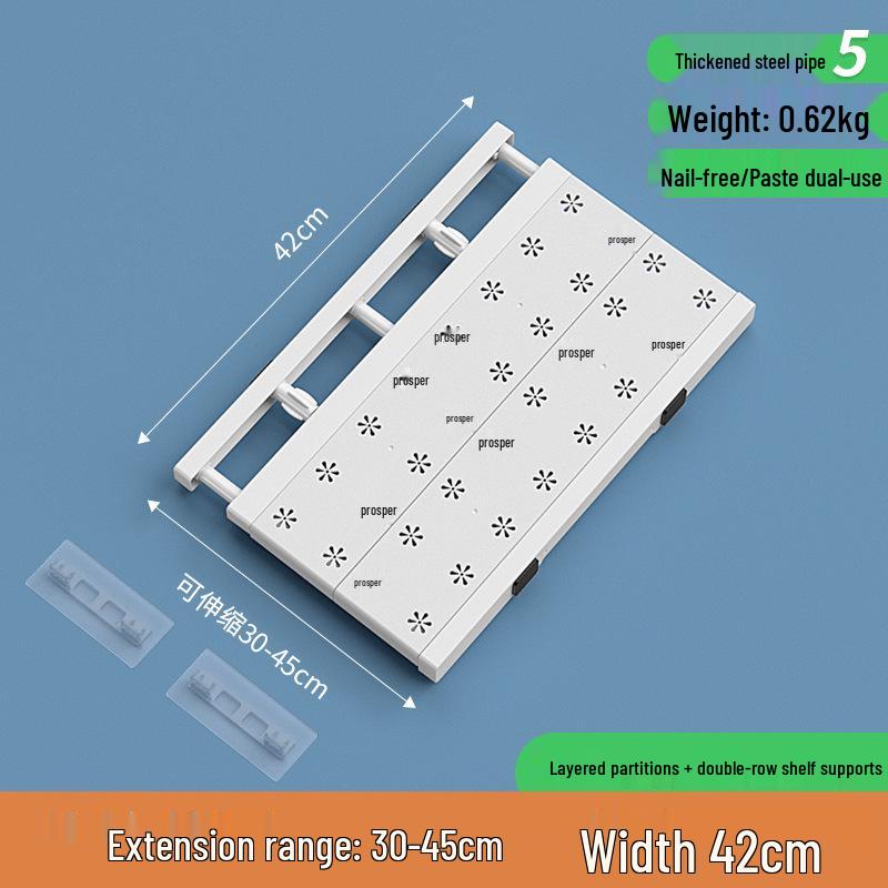 Retractable Wardrobe Storage Rack with Layered Partition for Dormitory Use