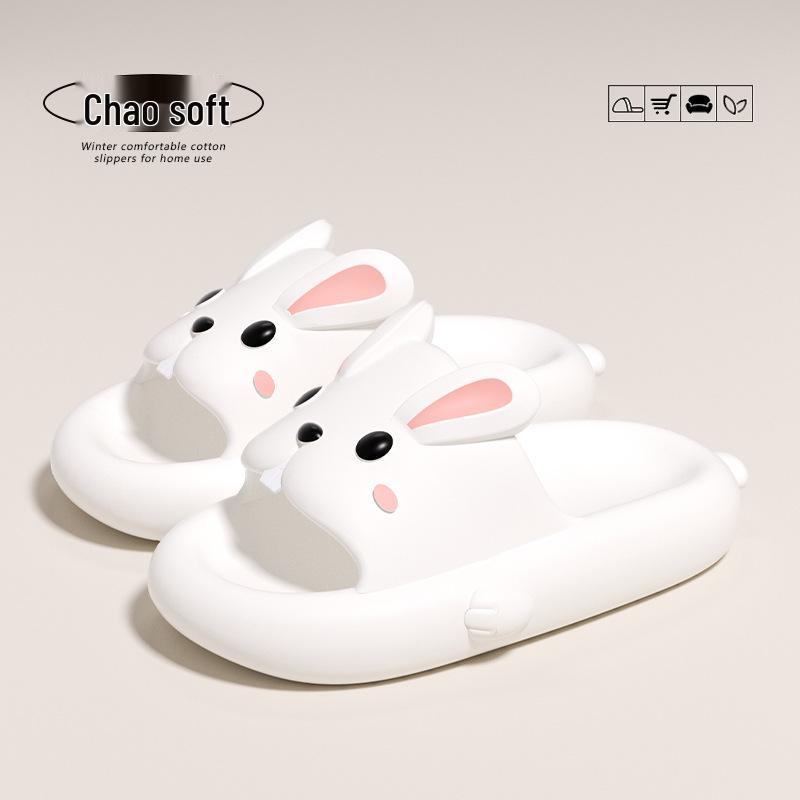 Women's Cute Rabbit Slippers - Summer Indoor Non-Slip, Odor-Resistant Thick Sole for Home & Bath.