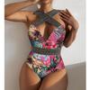 Seksi Baskı Askılı Mayo Kadın Şınav Tek Parça Mayo Monokini Backless Hollow Yaz Mayo