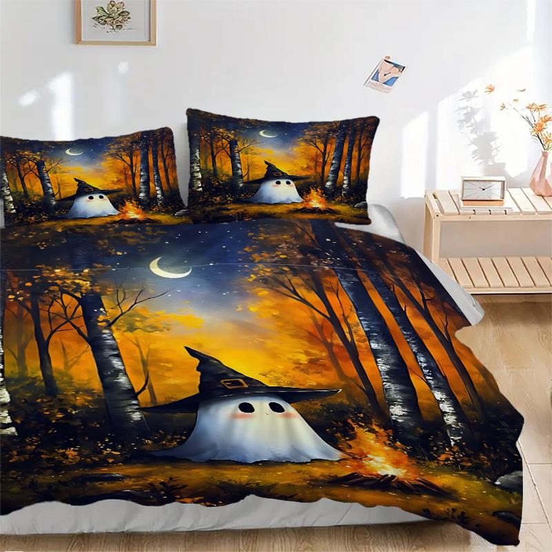3pcs Ghost Forest Bedding Set, Includes Without Pillow Inserts, Soft Comfortable Bedding Set,All-Season Use A0924077