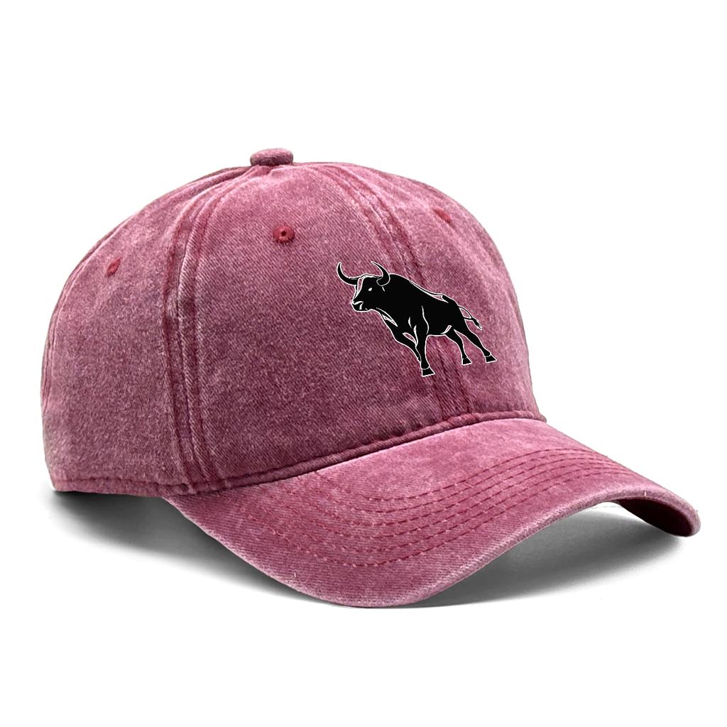 Unisex Snapback Baseball Hat Bull Print Hats For Man Raw Brim Adjustable Buckle Adjustable Caps Ideal Choice For Men And Women