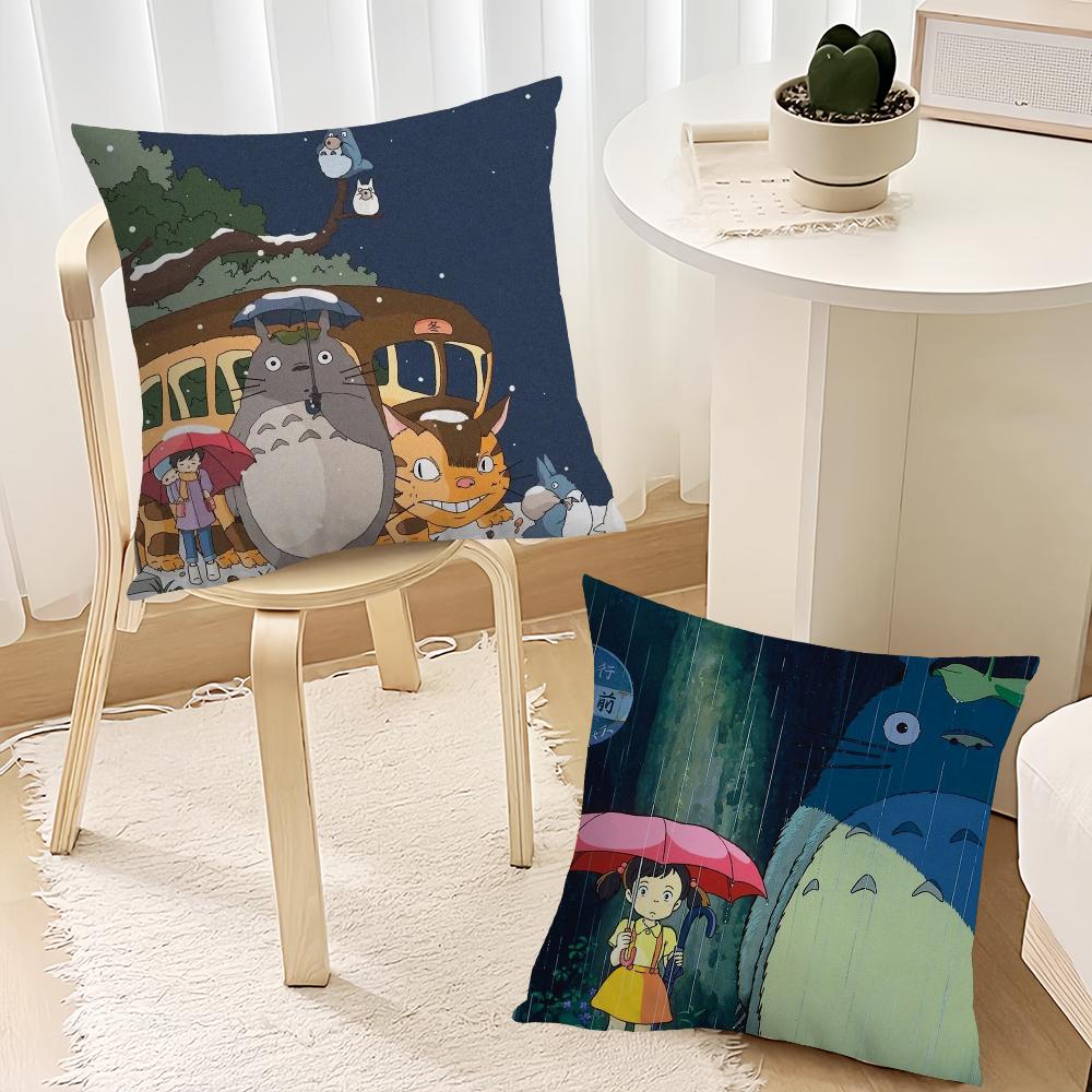 Klassisch Kawaii Niedlicher Kissenbezug Sofa Wohnzimmer Schlafzimmer Kopfteil Rückenlehne Kissen Quadratisches Kissen T-Totoroes Nickerchenzeit