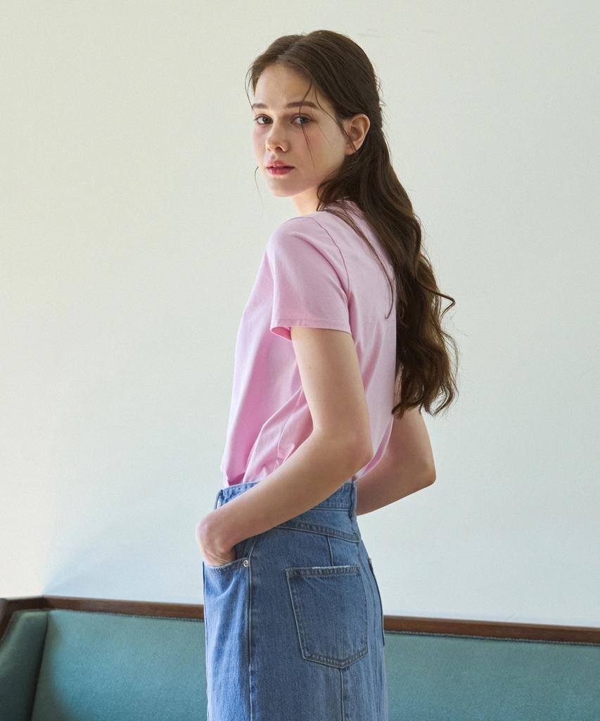 Deuloupisumeon Supima Silket Crew Neck Short Sleeve T-Shirt [Pink]