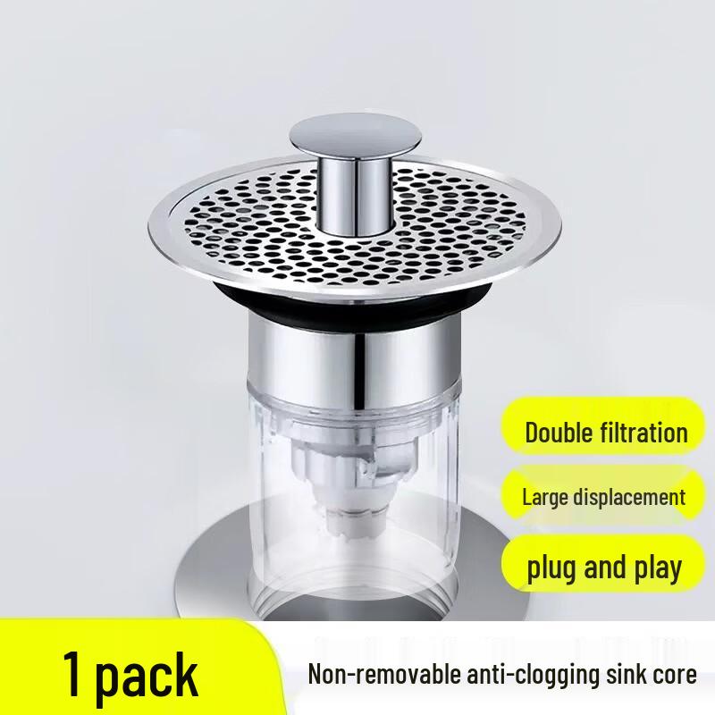 Silver Pop-up Basin Drain Stopper with Filter