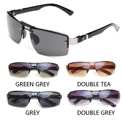 Classic Rimless Metal Sunglasses Men Retro Sport Sunglasses Double Grey Lenses Outdoor Driving Fishing Non-polarized Glasses