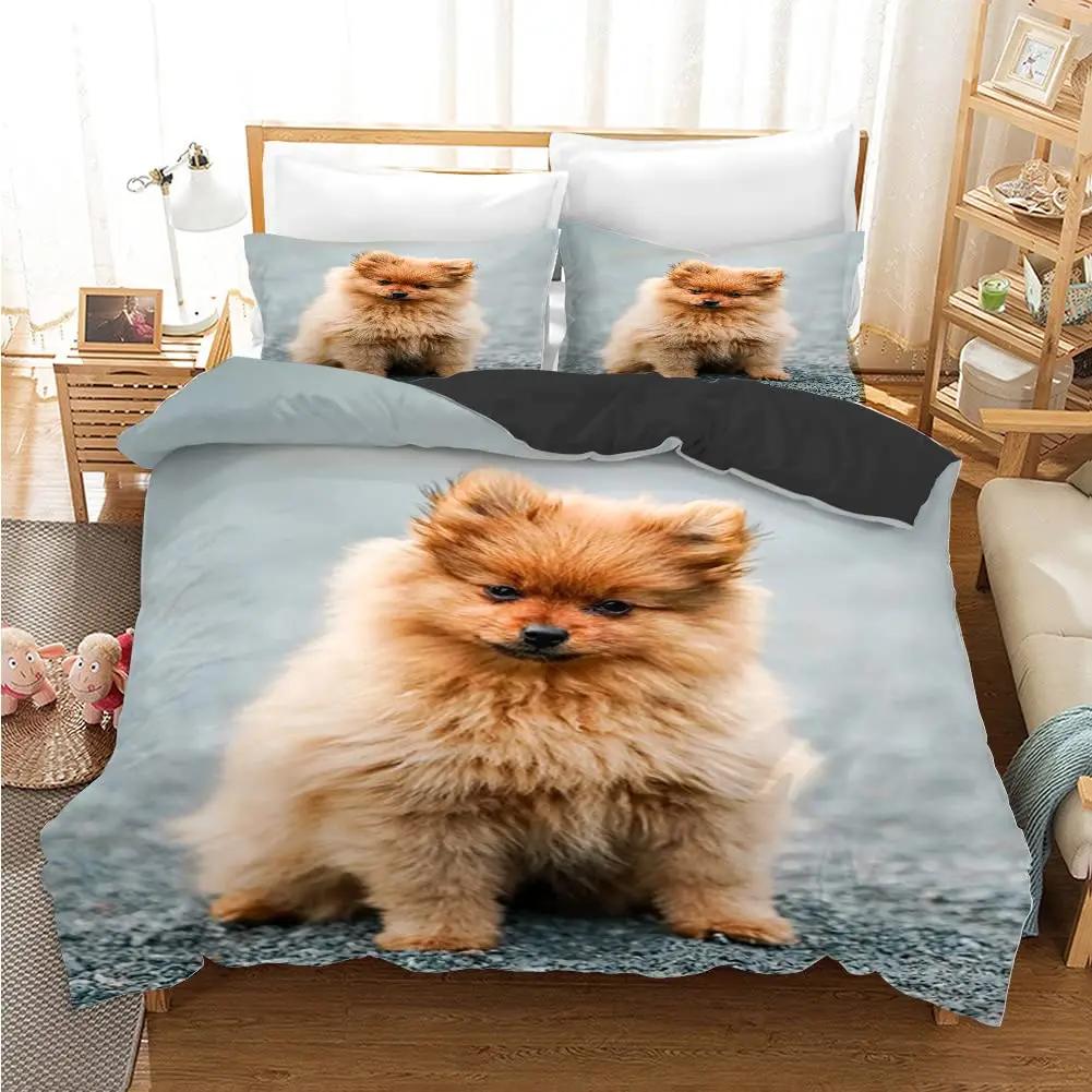 Pomeranian Duvet Cover Animal Dogs Cute Pet Theme For Women Kids Bedroom Decoration Queen Size For Dog Lovers Duvet Cover Gifts