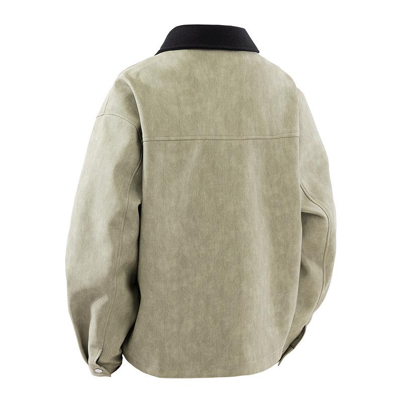 New Spring and Autumn Large-size Jacket for Men's PU Leather Jacket for Men's Color Lapel Plus Fat and Enlarged