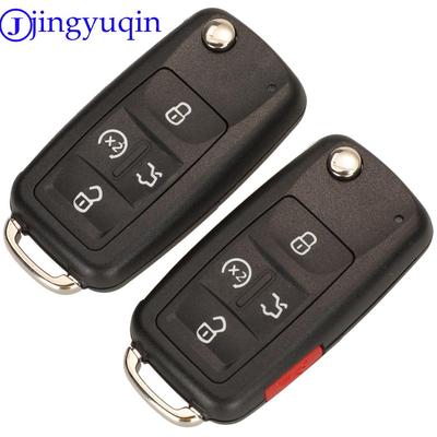 Jingyuqin 4/5 Buttons Car Key Case Shell For VW/VOLKSWAGEN Sharan Caddy Eos Golf Jetta Beetle Polo Up Tiguan Touran Folding