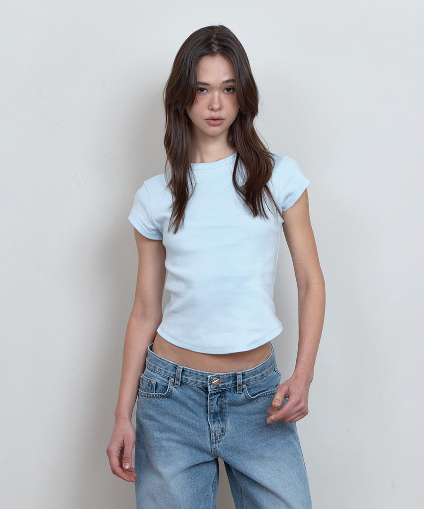 Kyuliti C 90S Line Basic T-Shirt_Light Blue