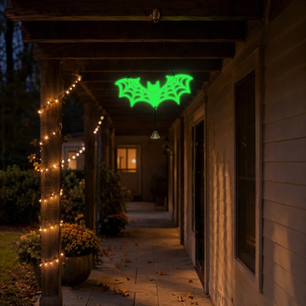 Glowing Halloween Luminous Bat Ornament Wooden Bat Wall Art Bat Door Pendant Window Fireplace