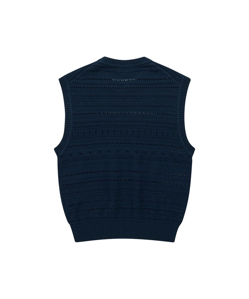 COVERNAT Curly Knit Vest Dark Navy
