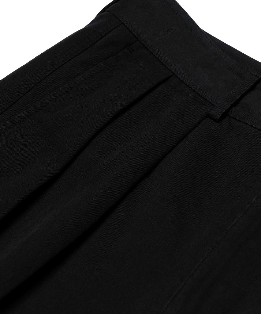 CONNECT KINLOCH Washed Cotton Loose Fit Double-Pleat Pants [Black]