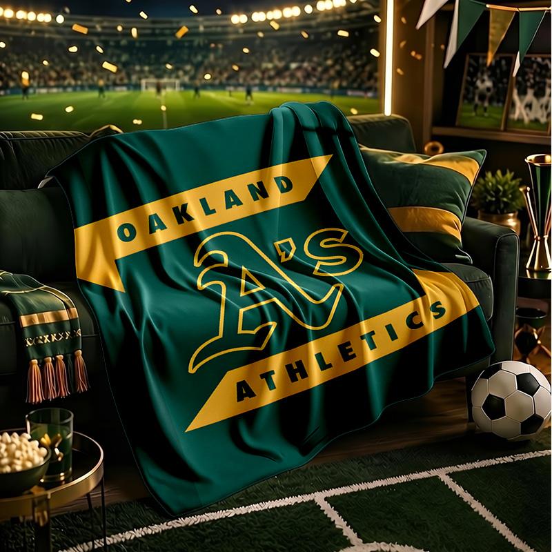 Athletics Oakland Emblem Blanket Lightweight Flannel Bedding Blanket Perfect for Travel, Camping, Living Rooms, Offices, Sofas, Fan Christmas Gift
