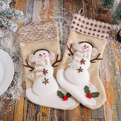Large Christmas Socks Gift Bag Snowman Christmas Socks Plaid Striped Socks Christmas Tree Pendant