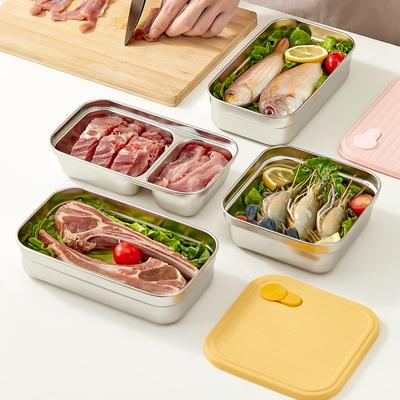 WORTHBUY Versiegelte Kühlschrank-Aufbewahrungsbox 304 Edelstahl Lebensmittelbehälter Wiederverwendbare Gemüse Obst Fleisch Frischhaltebox