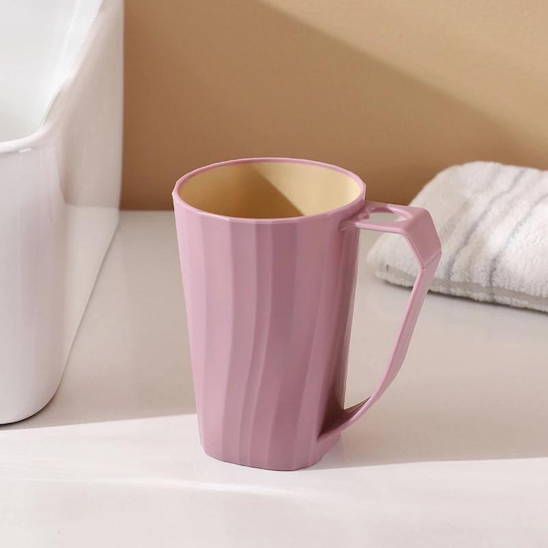 Portable Mouthwash Cup with Handle Toothbrush Holder Solid Color Double Layer Thickening Toothbrush Cup Simple Household Cups