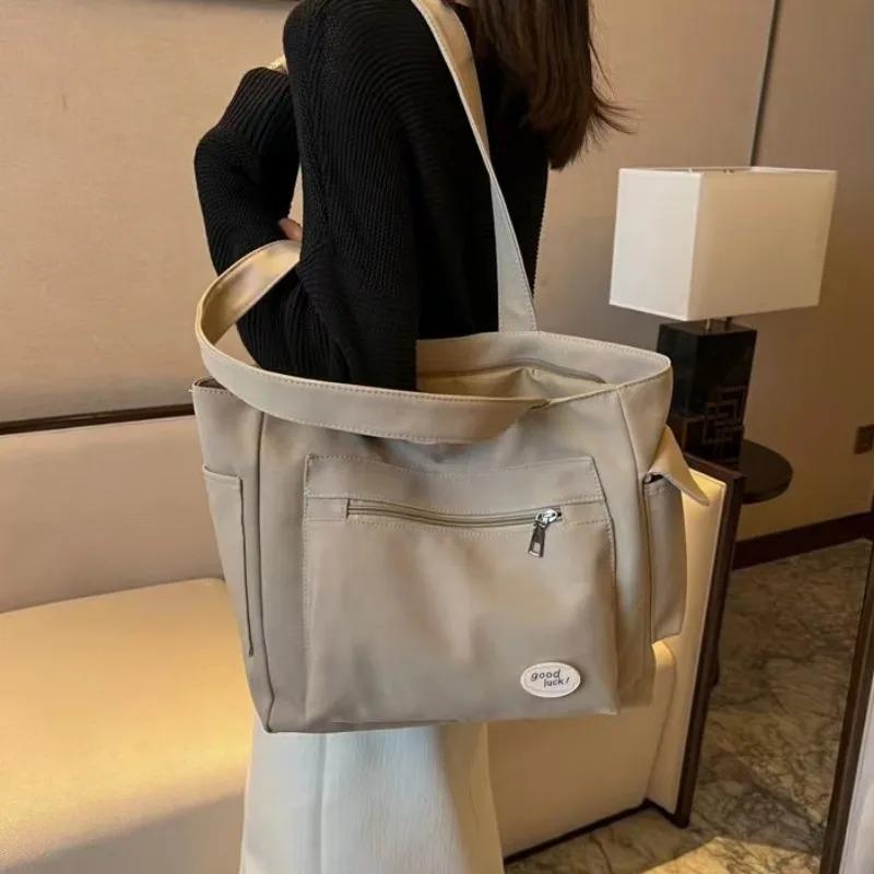 Women's Fashion Shoulder Bag Class Large Capacity Student Tote Bag 2024 New Canvas Commuter Handbag Women Bag