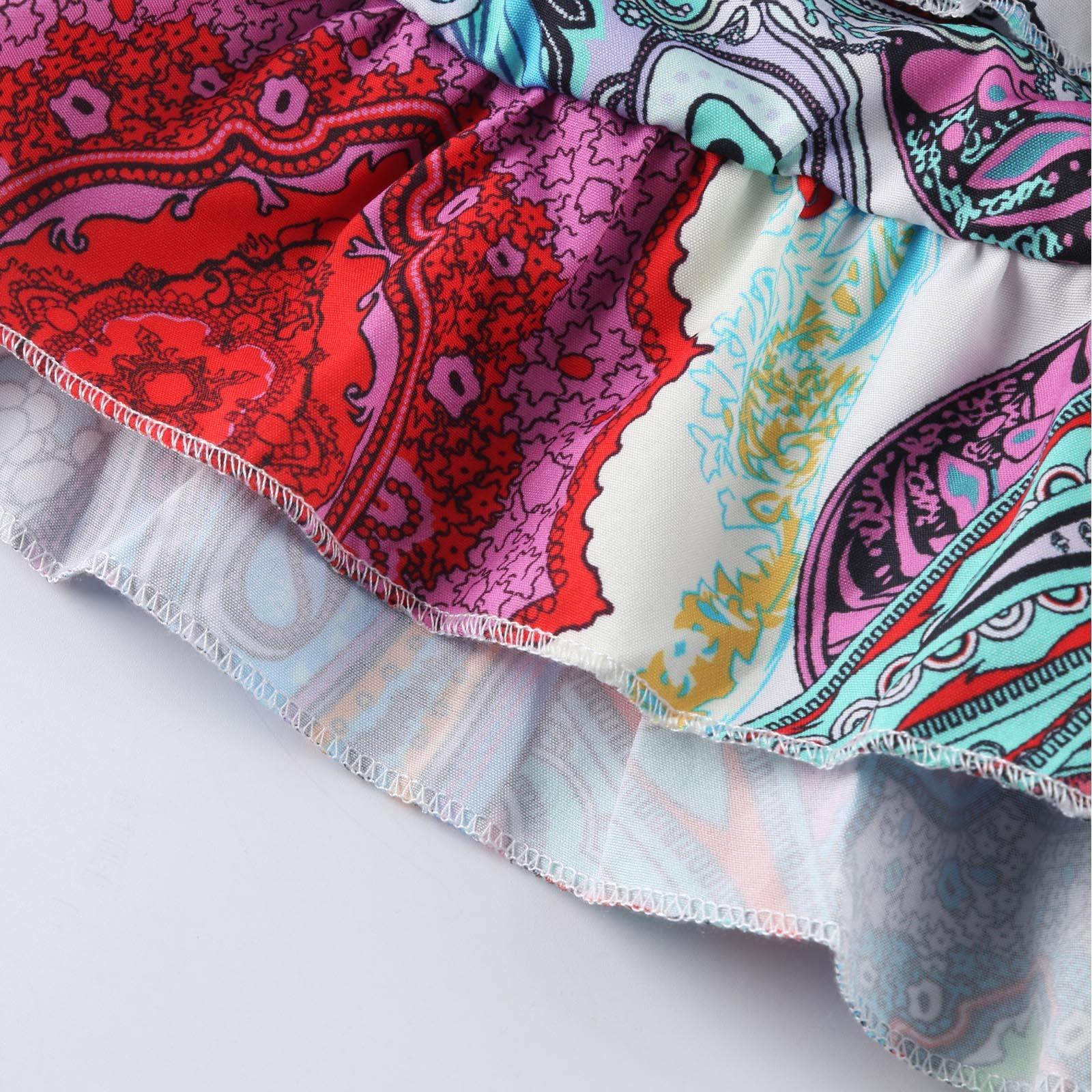 Женское модное платье с v-образным вырезом и принтом подол — фото 6