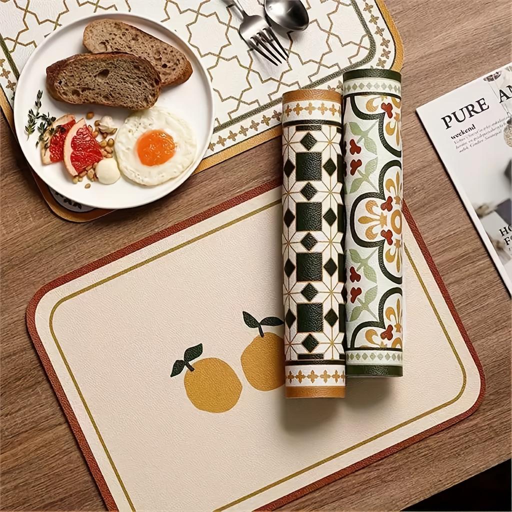 Washable Leather Placemats Wipe-Clean PVC Table Mats for Kitchen, Dining Room & Outdoor Use