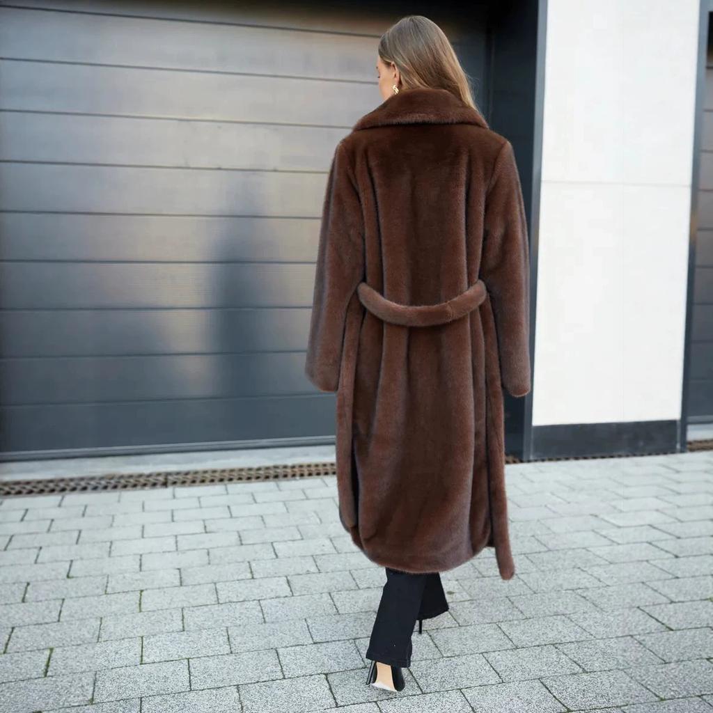 Europe, America, autumn and winter long mink coat warm thickened imitation fur coat daily versatile mink coat