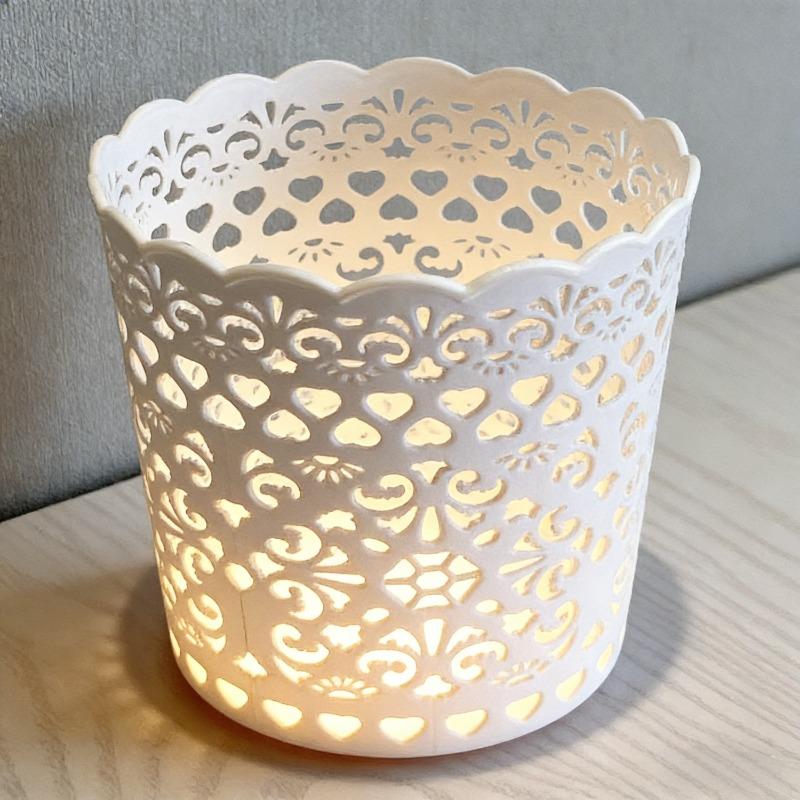 4‑Color Option Single Heart‑Shaped Hollow Lace Plastic Pencil Holder, Cute Desktop Stationery Storage Cup for Office & Study