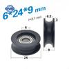 10 adet U kanallı Plastik kaplı rulman 696ZZ 6*24*9mm sürgülü kapı pencere POM makara tekerlek naylon makara Çap 6mm Çap 24mm