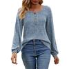 Women'S Round Neck Casual Fashion Solid Color Button Long Sleeved T-Shirt Top Top Blusa Elegante Feminina