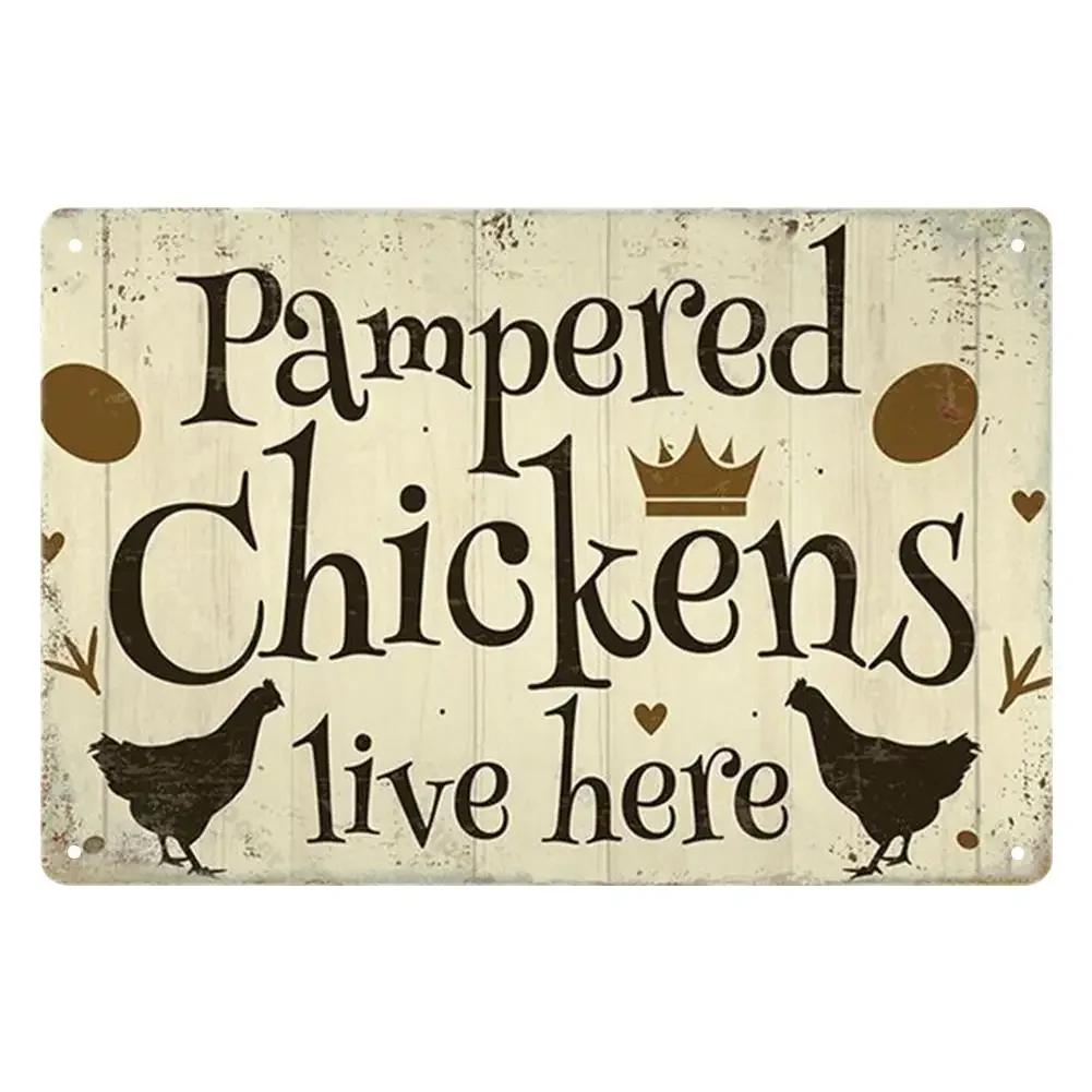 Vintage Tin Sign - Home Is Where the Chickens Are - Metal Signs Funny for Farmhouse Decor - Metal Wall Art for Chicken Coop