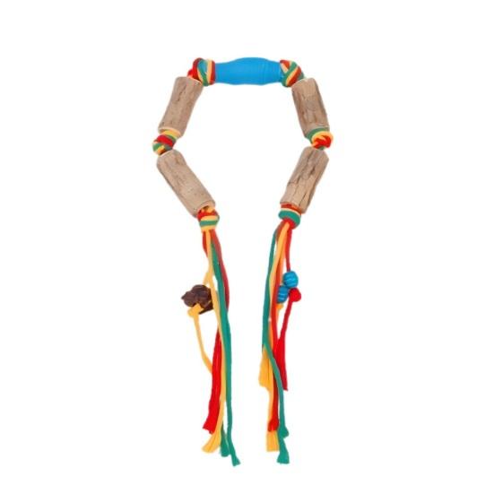 

Cat Toys Cotton Rope with Natural Wood Polygon Segments Interactive Toy Chew Resistant Teeth Cleaning Toy синий