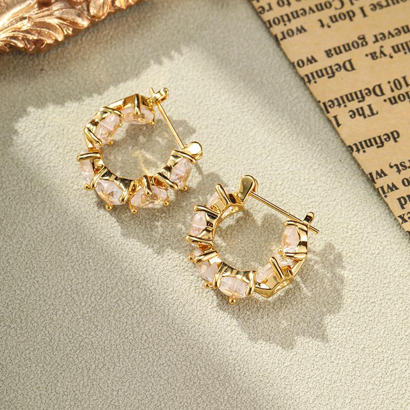 Love Zircon Gold Earrings Light Luxury Elegant Sweet Cool Personalized Fashion Earrings For Women