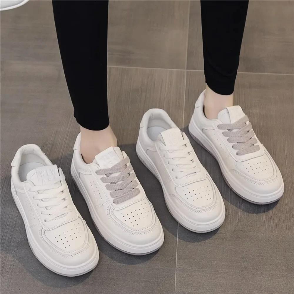 Genuine Leather White Shoes Women's Casual Sports Shoes 2025 Spring New Versatile Breathable Women's Shoes White Sneakers Women