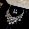 "High-End Luxury Drop Necklace and Earrings Set - European and American Niche Versatile Jewelry"
