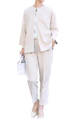 Ceremony Suit Mom Suit Jacket Pants Setup Ceremony Graduation Mother Enrollment Graduation Graduation Ceremony Ensemble Beige [MORE AUNI] Women's