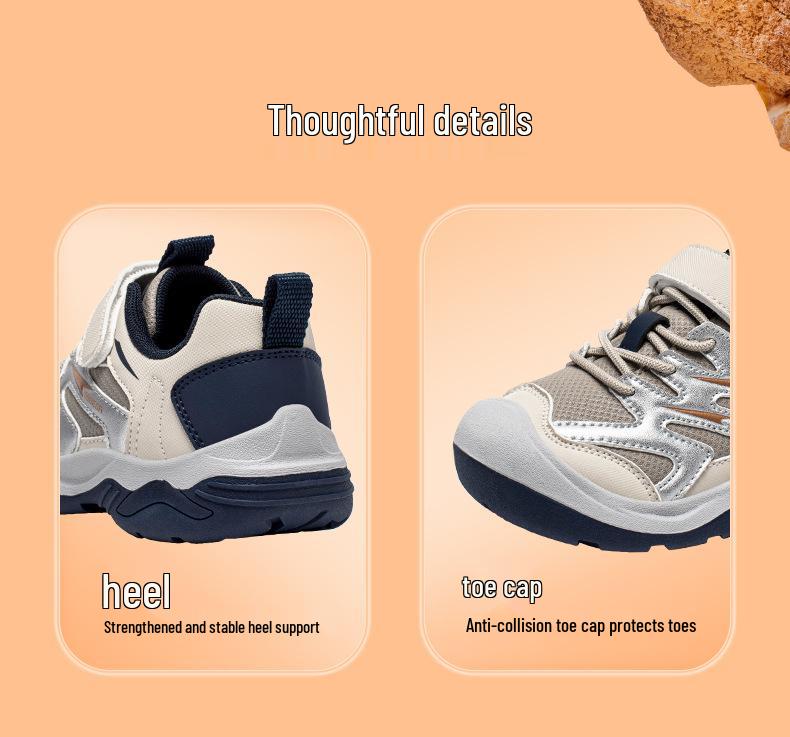 Hapi Bear Boys' Leather Sports Shoes with Toe Protection - Casual Spring and Autumn Sneakers