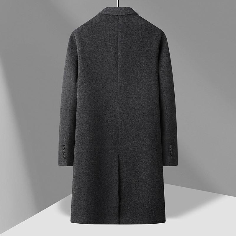 Woolen Coat Men's Autumn and Winter Double-breasted Long Thickened White Duck Down Take-off Liner Double-sided Woolen Coat Jacket