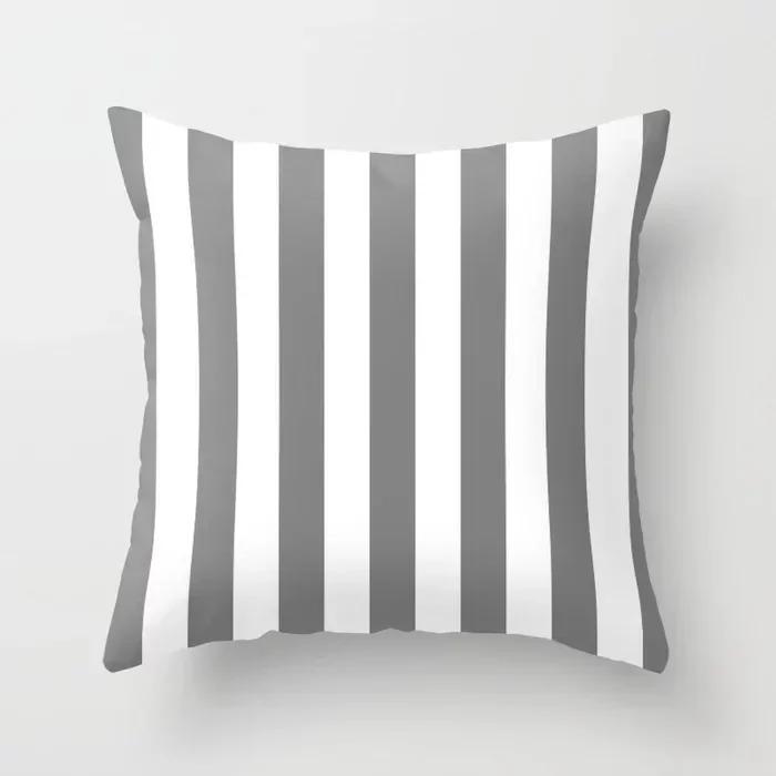Modern Nodic Style Geometric Gray Pillowscase Polyester Grey Plaids Stripe  Cushion Covers Decorative Sofa Throw Pillows
