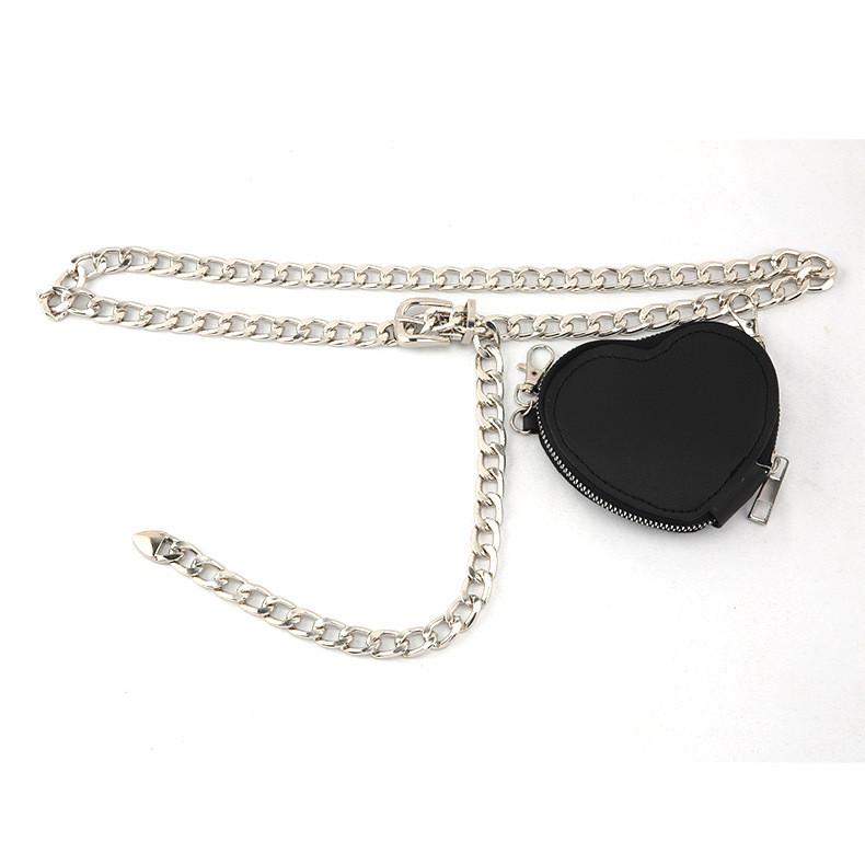 Metal Fashion Women Waist Chain With Detachable Heart Shaped Pendant Bag