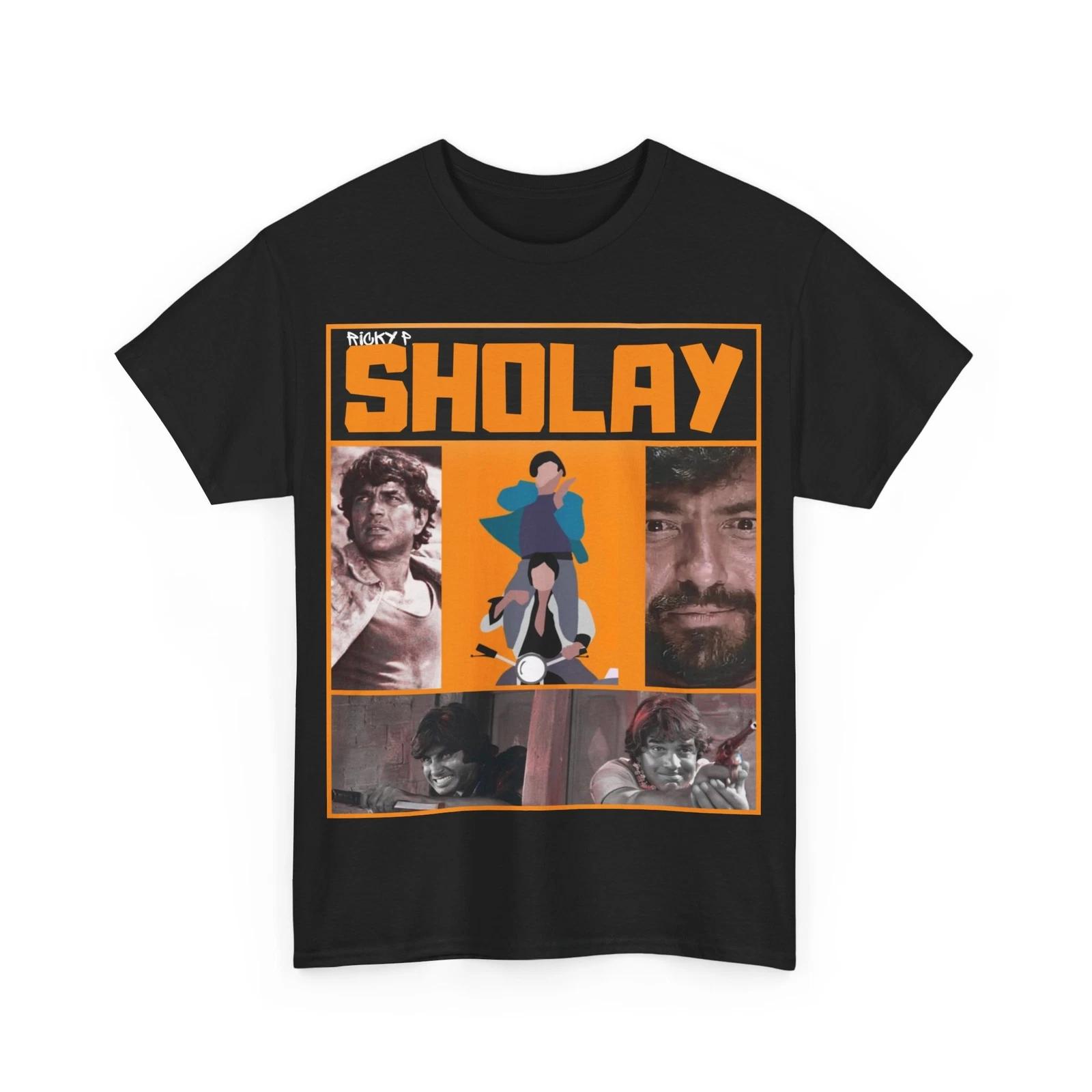 

Sholay Bollywood 100% Cotton T-shirt Mens Tees Top By Ricky P featuring Amitabh Unisex Heavy Cotton Tee S