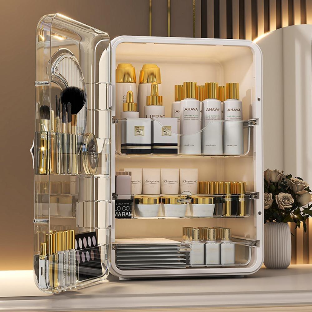 Light Luxury Cosmetics Storage Box Lipstick Box Storage Rack Dressing Table Dustproof Large Capacity Skin Care Storage Cabinet