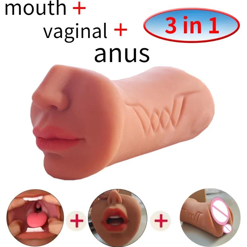 3 v 1 mužské masturbátory pro muže, vagina anus, orální sex, skutečné hluboké hrdlo, masturbace, letadlo, kalíšek, kouření, kapesní vagína, sexuální hračky
