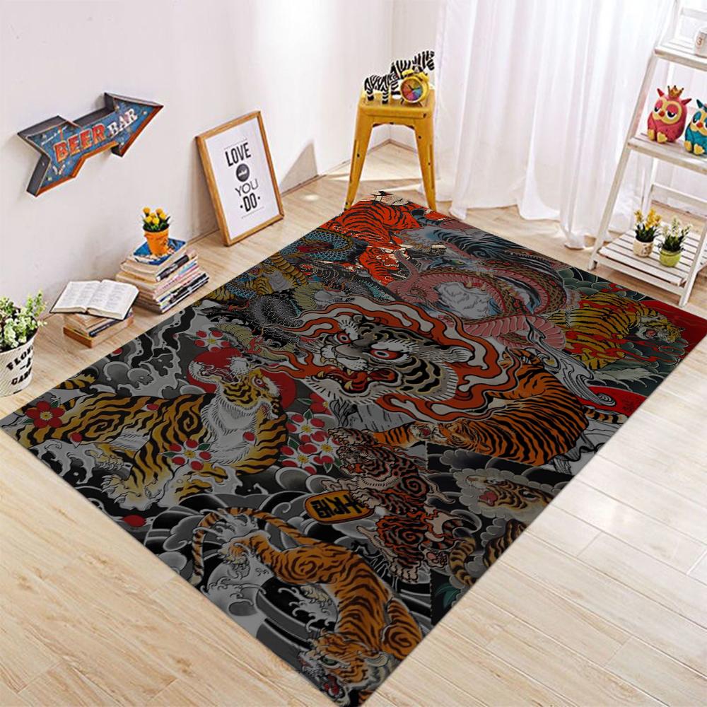 Rug for Living Room Carpet Jungle Tiger Home Decoration Large Area Bedroom Plush Floor Mat Machine Washable Coffee Table Rugs