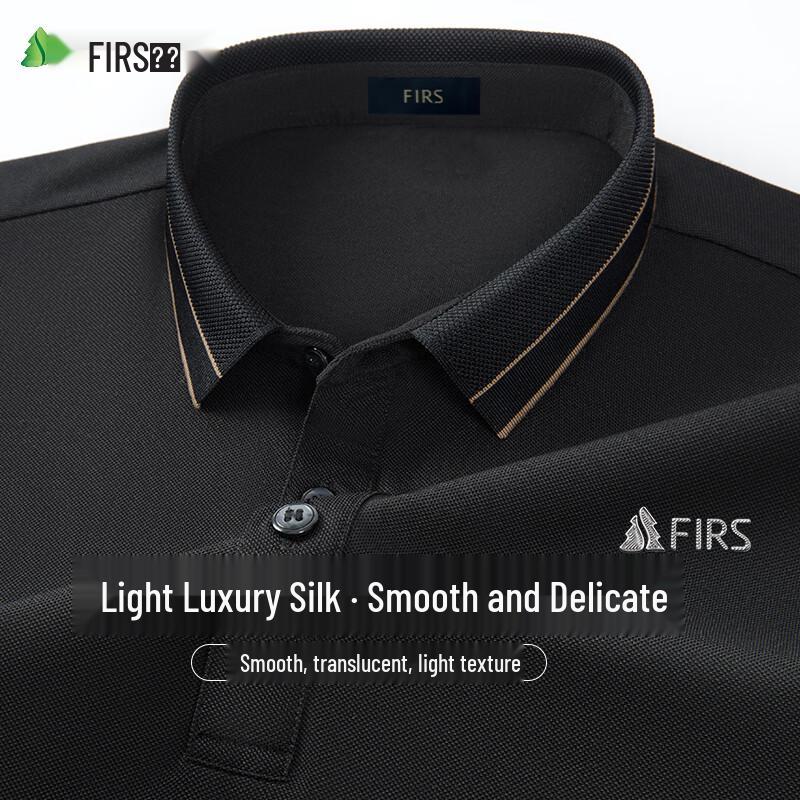 Shanshan Men's Silk Blend Ice Silk Polo T-Shirt
