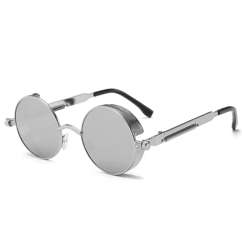 Metal Punk Sunglasses Men Women Vintage Round Designer Brand Fashion Sun Glasses High Quality Lentes De Sol Hombre