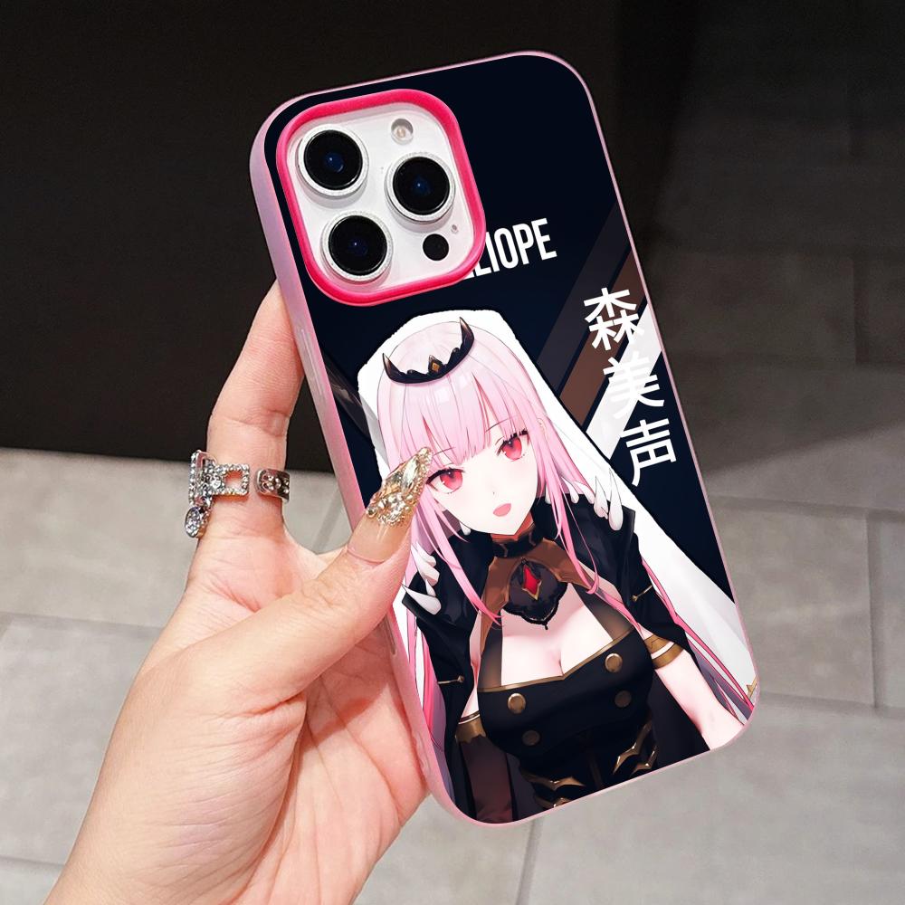 Holo Mori Calliope Jelly Double layer Rose Red Mobile Phone Case for iPhone 17 16 15 14 13 12 11 Air Pro Max Plus Protective