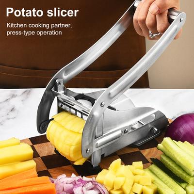 French Fry Cutter Stainless Steel Potato Chip Cutter with No-Slip Suction
