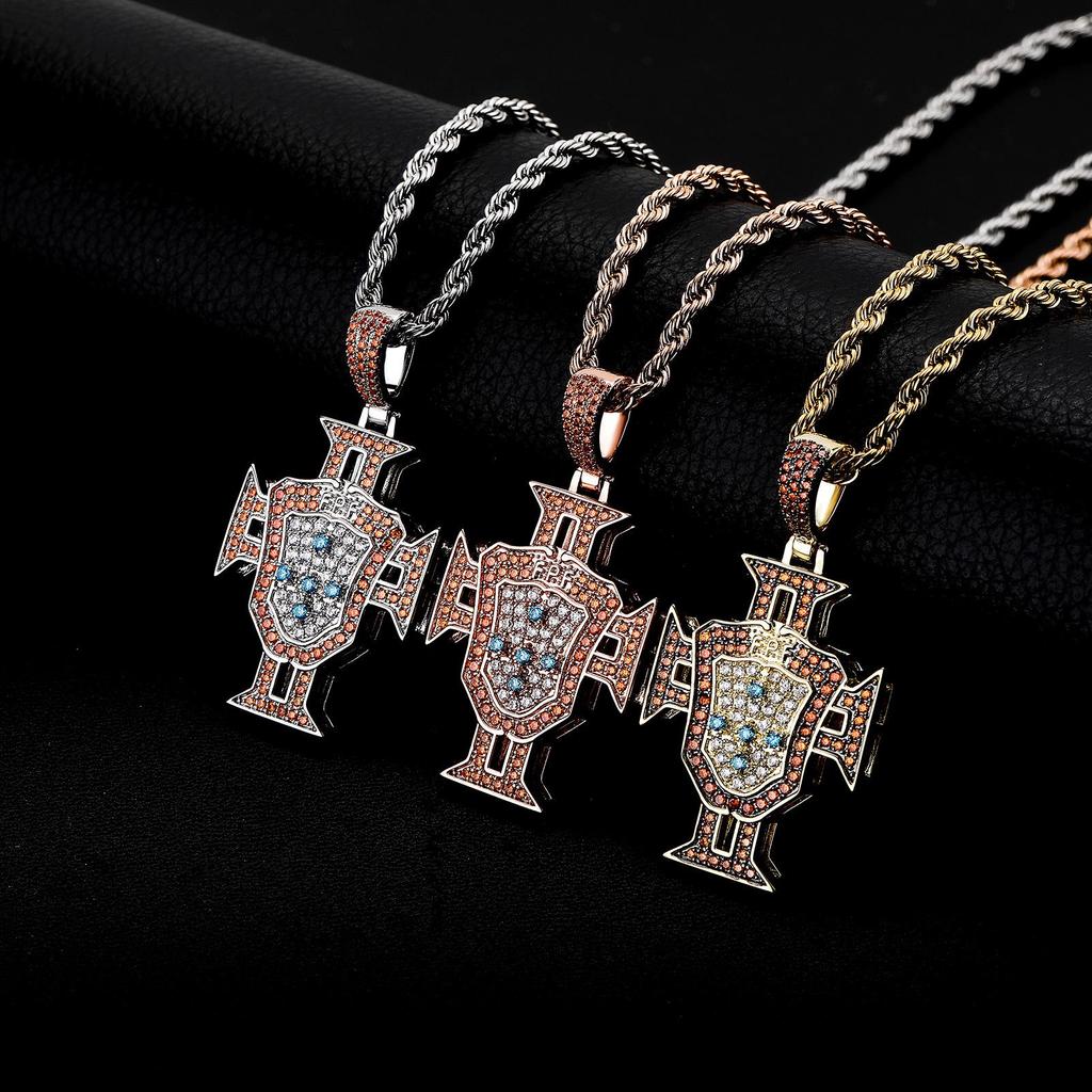 European & American Hip-Hop Football Club Badge Pendant with Colorful Drip Oil - Fan Commemorative Medal Necklace