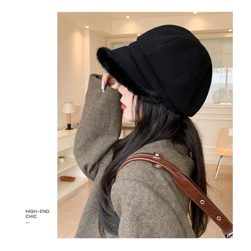 Women S Winter Octagonal Hat Large Brim Fashion Versatile Japanese Style
