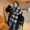 Autumn and Winter Cashmere Plaid Tassel Scarf Korean Style Women's Cycling Travel Warm Fashion Knitted Scarf Shawl