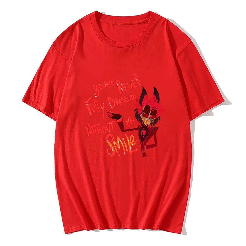 Hazbin Hotel Angel Dust and Alastor T-shirt Summer Women Casual T-shirt O Collar Fashion Short Sleeve Top Loose Clothing