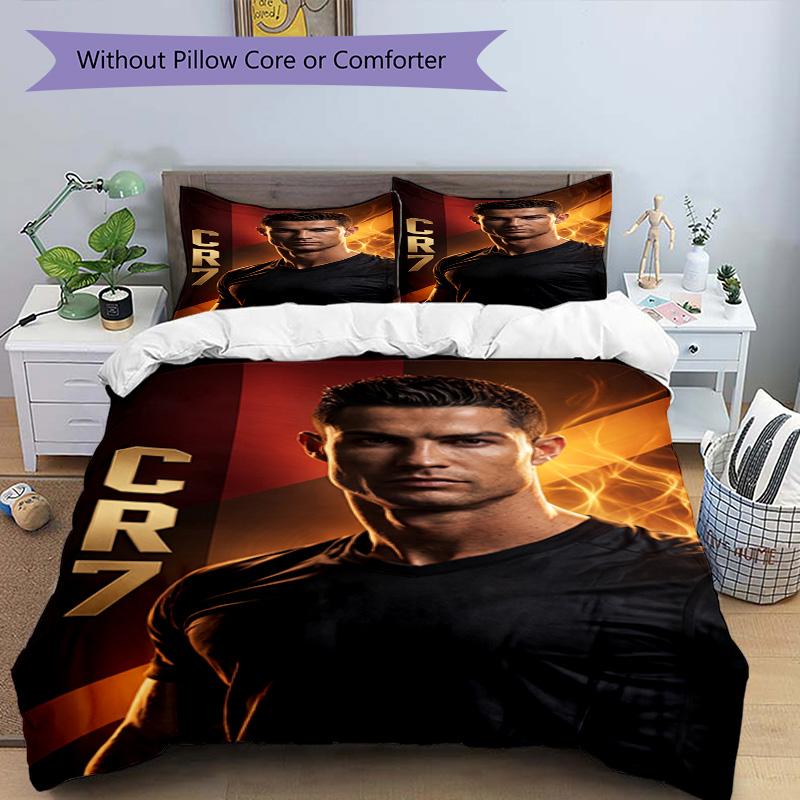 Ronaldo's Iconic Number Seven Bedding Set, Breathable Duvet Cover with Pillowcases, Soft Bed Linen for Bedroom Home Decoration, Perfect Festival Birth